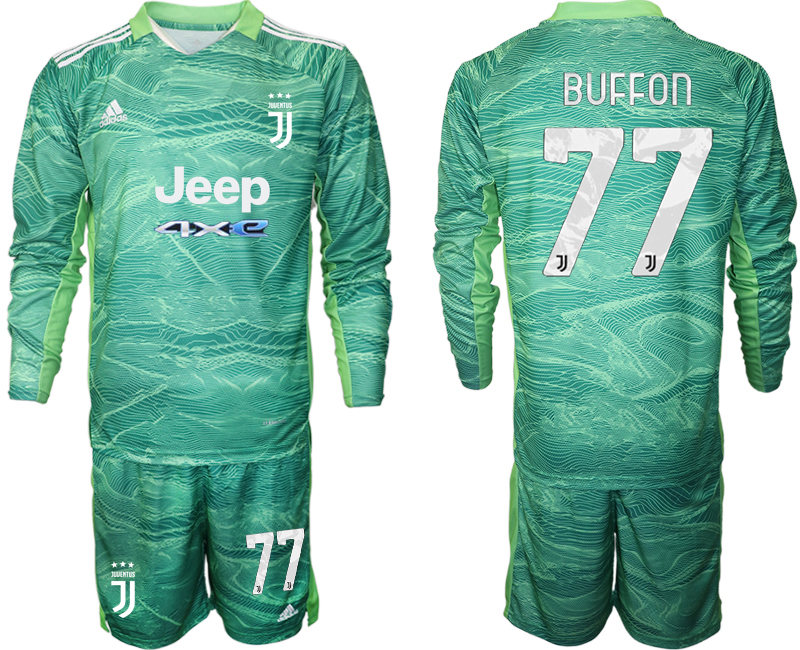 Men 2021-2022 Club Juventus green Goalkeeper Long Sleeve #77 Adidas Soccer Jersey->customized soccer jersey->Custom Jersey